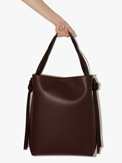 Shop Neous Brown Saturn Leather Tote Bag In White