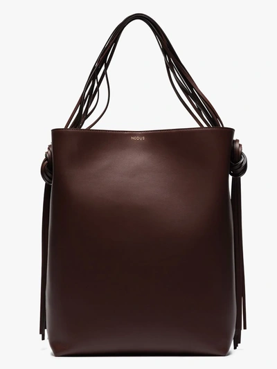 Shop Neous Brown Saturn Leather Tote Bag In White