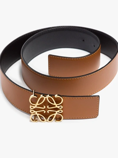 Shop Loewe Brown Anagram Leather Belt
