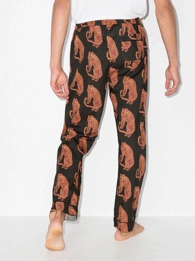 Shop Desmond & Dempsey Sansindo Tiger-print Pajama Trousers In Black
