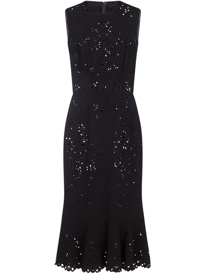 Shop Dolce & Gabbana Fitted Laser-cut Dress In Black