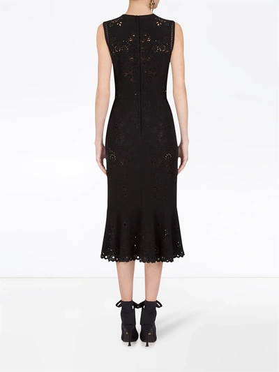 Shop Dolce & Gabbana Fitted Laser-cut Dress In Black