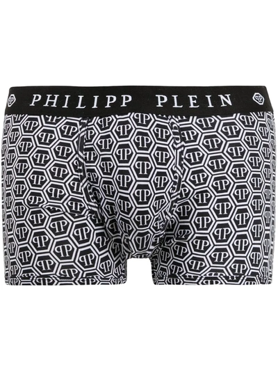 Philipp Plein Hexagon Logo-print Boxers In Black | ModeSens