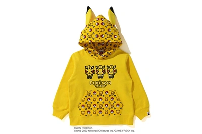 Pre-owned Bape  X Pokemon Kids Pullover Hoodie Yellow
