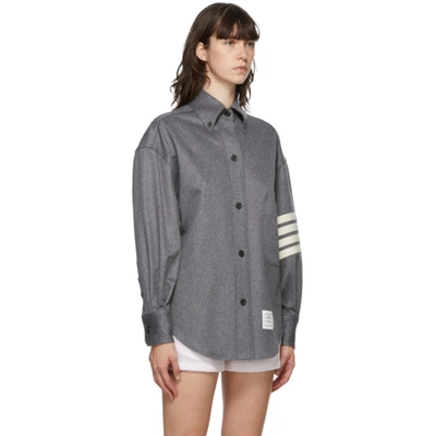 Shop Thom Browne Grey Cashmere Supersized 4-bar Shirt In 035 Medgry
