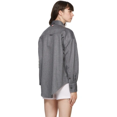 Shop Thom Browne Grey Cashmere Supersized 4-bar Shirt In 035 Medgry