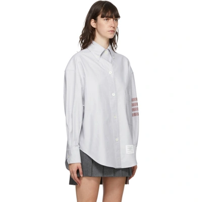 Shop Thom Browne Grey Oxford Supersized 4-bar Shirt In 035 Medgry