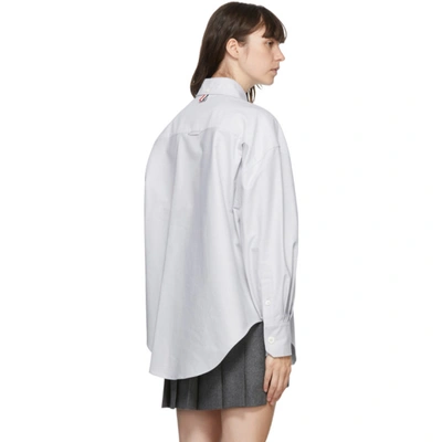 Shop Thom Browne Grey Oxford Supersized 4-bar Shirt In 035 Medgry