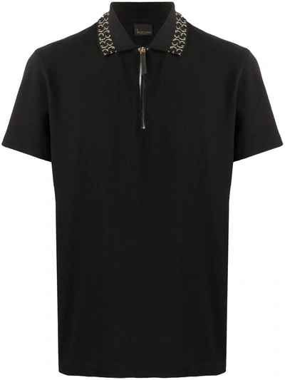 Shop Billionaire Printed Collar Polo Shirt In Black