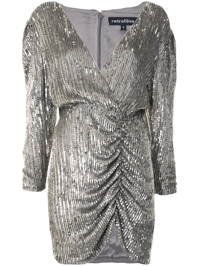 Shop Retroféte Sequin-embellished Fitted Dress In Silver