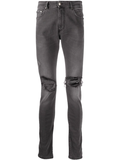 Shop Represent Ripped Knees Skinny Jeans In Grey