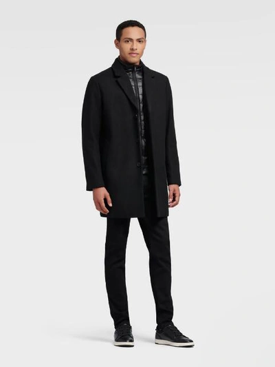 Shop Dkny Men's Wool Coat With Quilted Bib - In Black