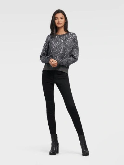 Shop Dkny Women's Leopard Print Sweater - In Heather Charcoal