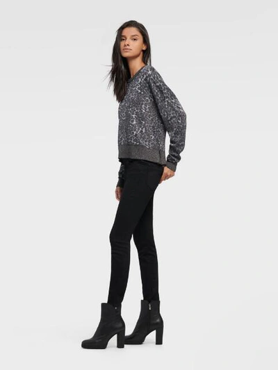 Shop Dkny Women's Leopard Print Sweater - In Heather Charcoal