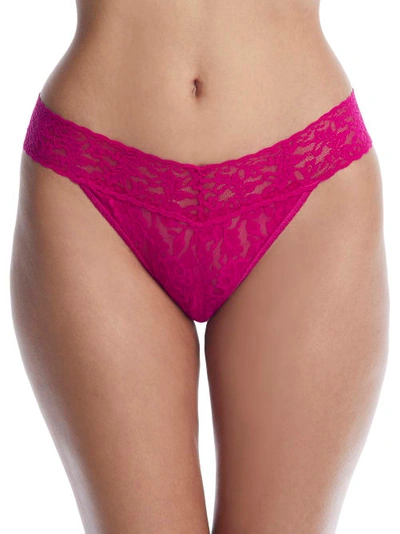 Shop Hanky Panky Plus Size Signature Lace Original Rise Thong In Pink Ruby