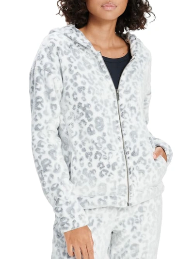 Shop Ugg Tasha Fleece Hoodie In White Leopard