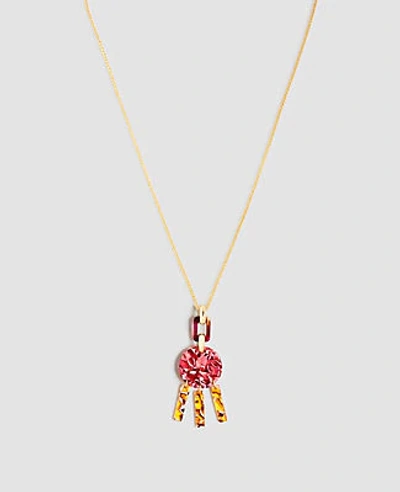 Shop Ann Taylor Acetate Circle Bar Pendant Necklace In Gold
