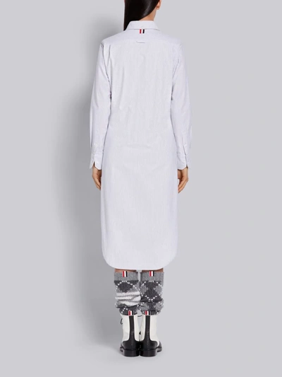 Shop Thom Browne Medium Grey Cotton Oxford University Stripe Long Sleeve Knee Length Shirt Dress In White