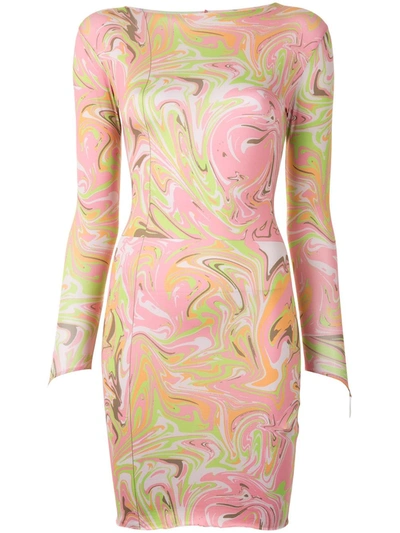 Shop Maisie Wilen Longsleeved Abstract-print Dress In Pink