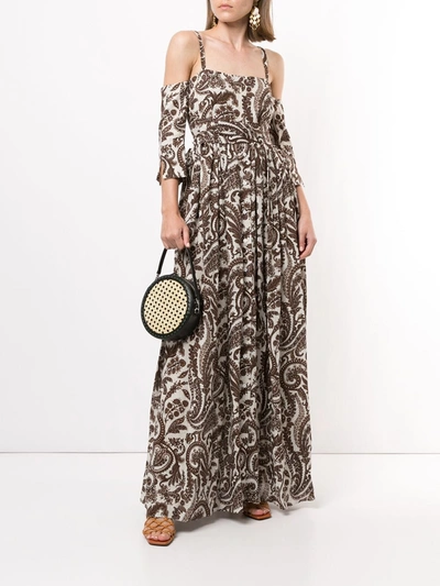 Shop Rosie Assoulin Court Day Off-shoulder Dress In Brown