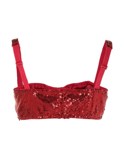 Shop Dolce & Gabbana Sequin Balconette Bra In Red