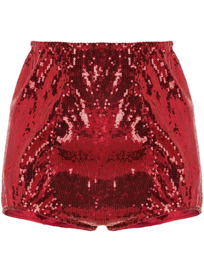 Shop Dolce & Gabbana Sequin Embellished Shorts In Red