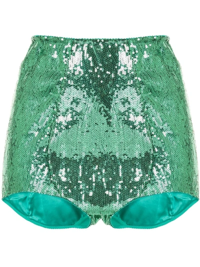 Shop Dolce & Gabbana Sequin Embellished Shorts In Green