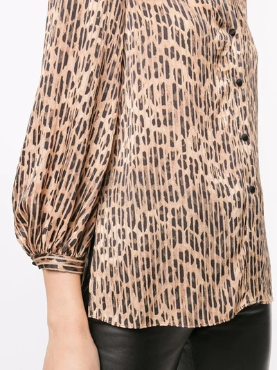 Shop Alice And Olivia Sheila Leopard-print Blouse In Brown