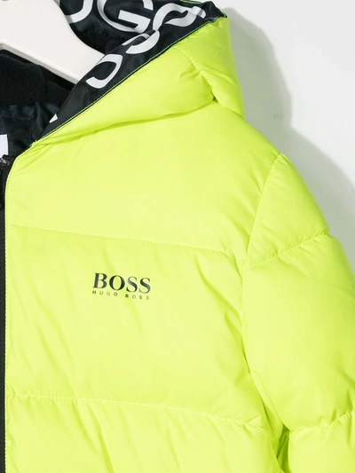 Shop Hugo Boss Fleece-lined Logo Puffer Jacket In Yellow