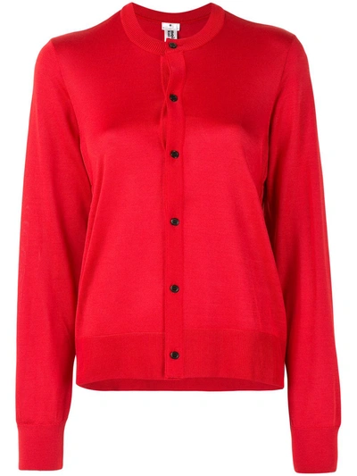 Shop Comme Des Garçons Button-up Silk Cardigan In Red