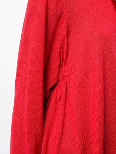 Shop Comme Des Garçons Button-up Silk Cardigan In Red