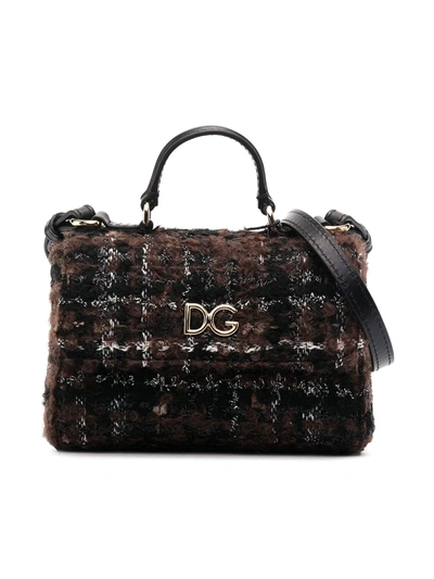 Shop Dolce & Gabbana Lamé Tweed Tote Bag In Black