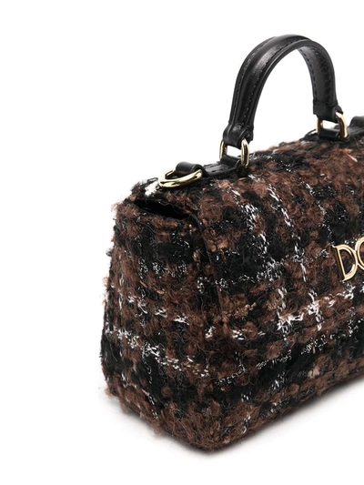 Shop Dolce & Gabbana Lamé Tweed Tote Bag In Black