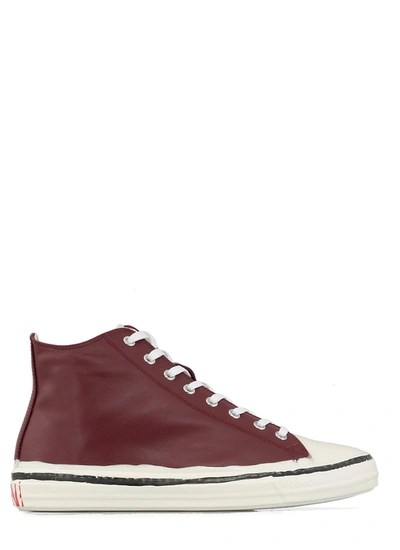 Shop Marni Leather Sneaker In Oxblood