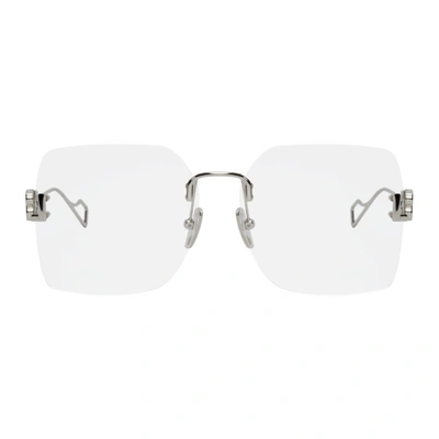Shop Balenciaga Silver Light Rimless Glasses In 002 Silver