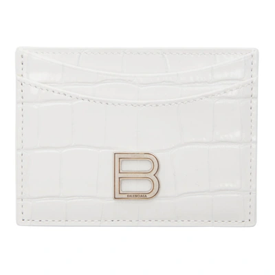 Shop Balenciaga White Croc Hourglass Card Holder In 9016 White