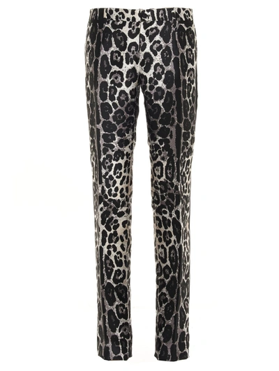 Shop Dolce & Gabbana Leopard Print Tuxedo Pants In Animal Print