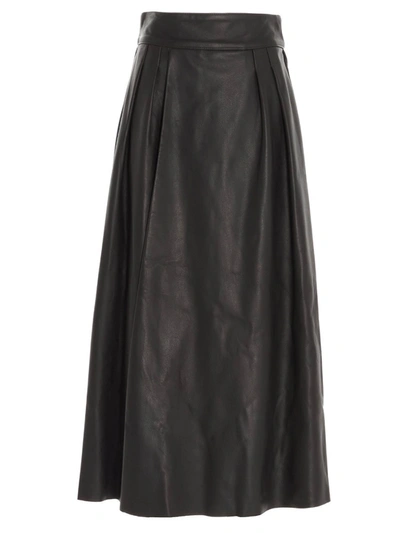 Shop Dolce & Gabbana Full Skirt In Plongé Lambskin In Brown