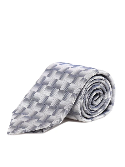 Shop Kiton Patterned Silk Tie In Grey