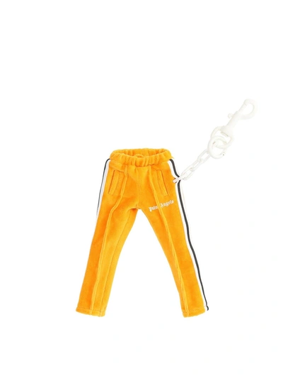 Shop Palm Angels Velvet Joggers Keyholder In Yellow