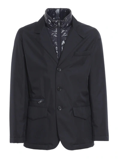 Shop Fay Blazer-style Puffer Jacket In Dark Blue
