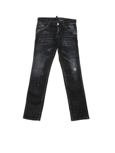 Shop Dsquared2 Destroyed Effect Clement Jeans In Black