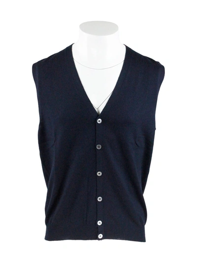 Shop Barba V-neck Vest In Blue