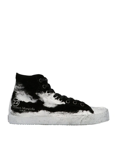 Shop Maison Margiela Tabi Canvas Sneakers In Black