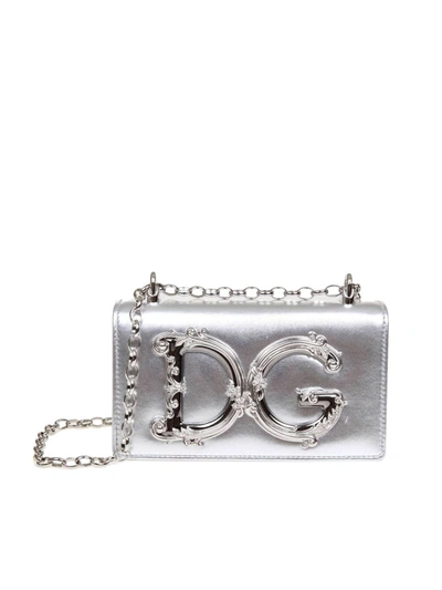 Shop Dolce & Gabbana Dg Logo Shoulder Bag In Silver