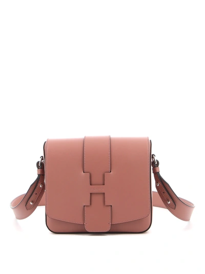 Shop Hogan Raw-cut H Leather Small Bag In Pink