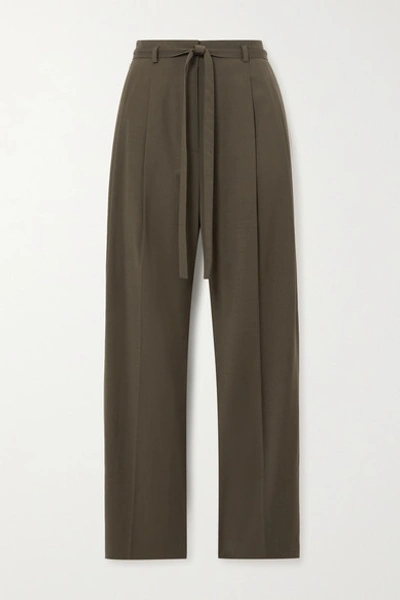 Shop Le 17 Septembre Belted Cady Straight-leg Pants In Army Green