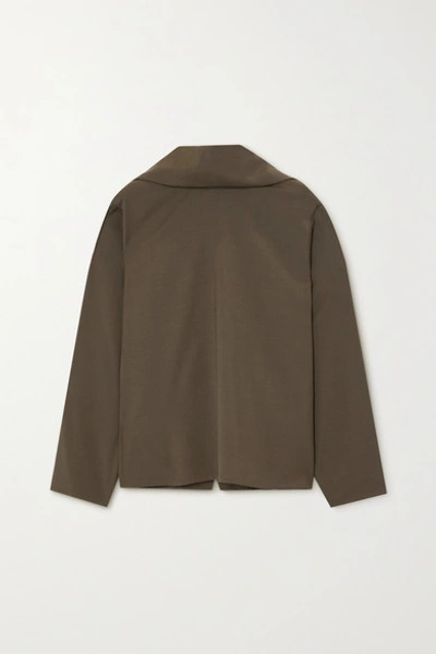 Shop Le 17 Septembre Cape-effect Cady Blouse In Army Green