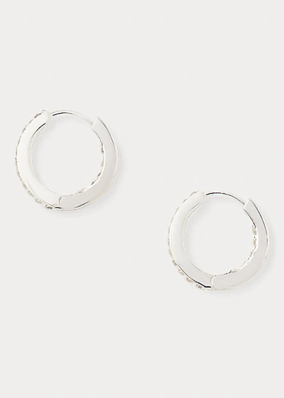 Shop Lauren Ralph Lauren Cubic Zirconia Hoop Earrings In Silver/ Crystal