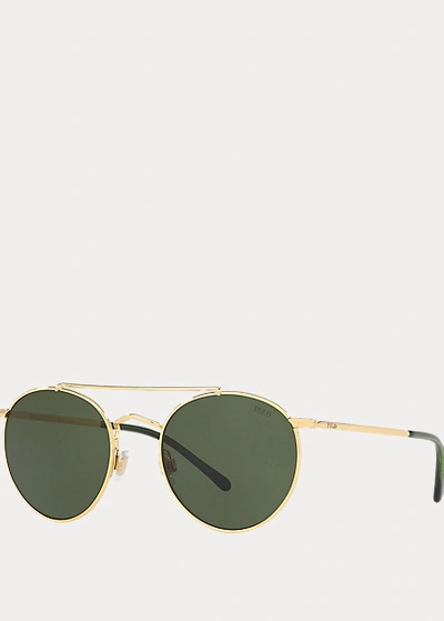 Ralph Lauren Wimbledon Panto Sunglasses In Shiny Gold | ModeSens